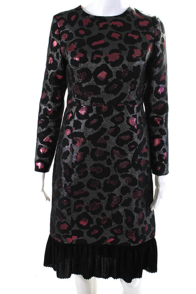 Marc By Marc Jacobs Womens Leopard Printed Ruffled Sheath Dress Black Size 2