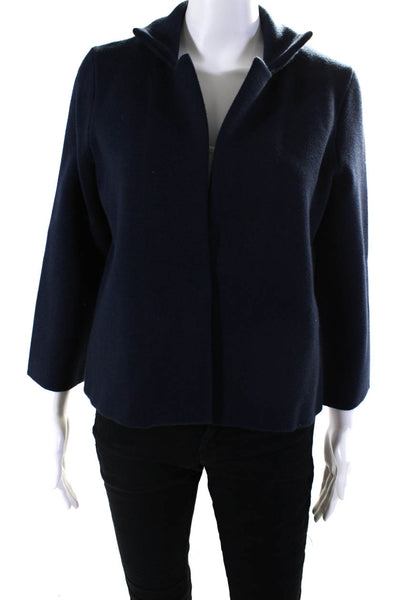 Moth Anthropologie Womens Single Button Notched Lapel Knit Jacket Blue Small