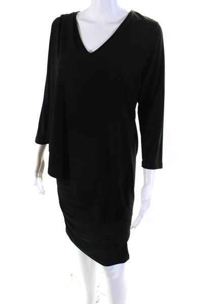 Last Tango Womens Layered Ruched Long Sleeve Pullover Dress Black Size L