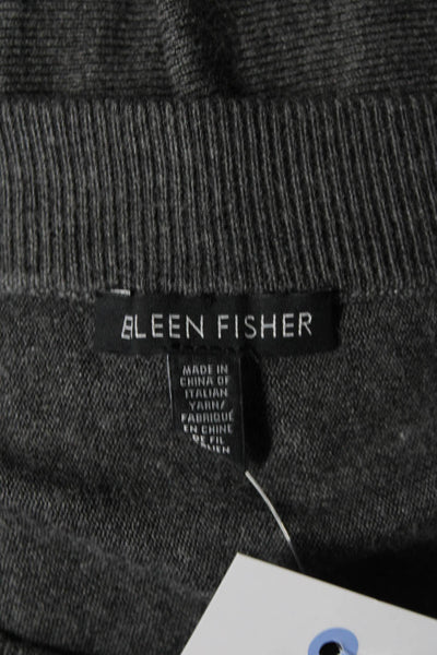 Eileen Fisher Womens Darted Round Neck Cap Sleeve Pullover Sweater Gray Size S