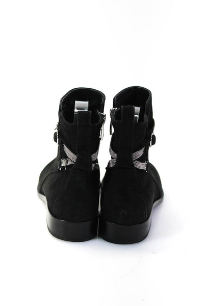 Donna Karan Womens Studded Textured Buckled Zipped Booties Black Size 7