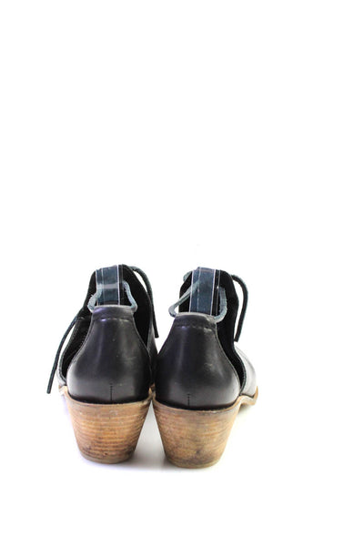 Kelsi Dagger Brooklyn Womens Block Heel Cut Out Ankle Boots Black Leather Size 8