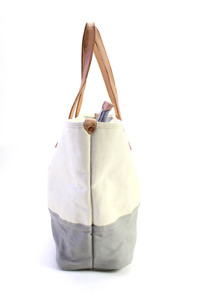 Petunia Pickle Bottom Womens Double Handle Large Canvas Tote Handbag Gray White