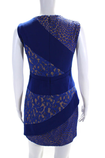 BCBGMAXAZRIA Womens Back Zip Lace Trim Dalia Sheath Dress Royal Blue Size2