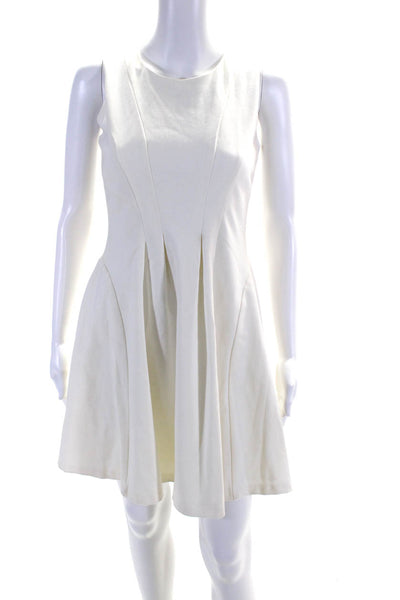 Shoshanna Womens Back Zip Crew Neck Sleeveless Shift Dress White Size 2