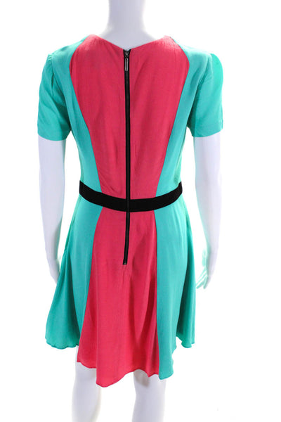 Prabal Gurung for Target Womens Back Zip Colorblock Shift Dress Teal Pink Size 6