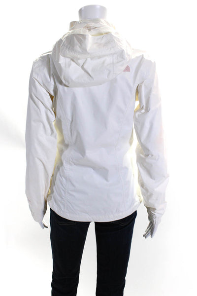 The North Face Womens Front Zip Hooded Logo Light Jacket White Size Extra Small