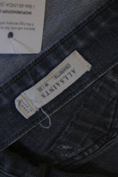Allsaints Womens Cotton Buttoned Distress Skinny Leg Jeans Gray Size EUR32