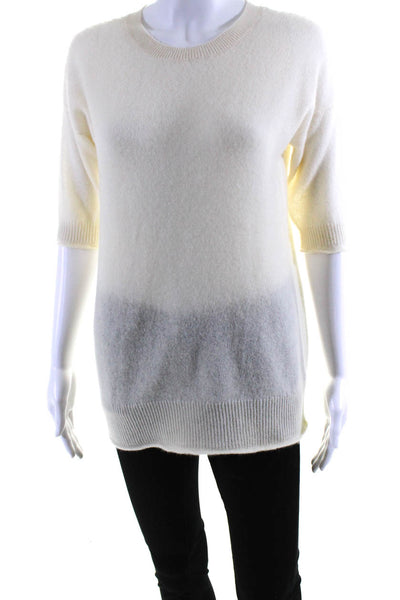 Black Saks Fifth Avenue Women's Cashmere Short Sleeve Sweater Beige Size XS