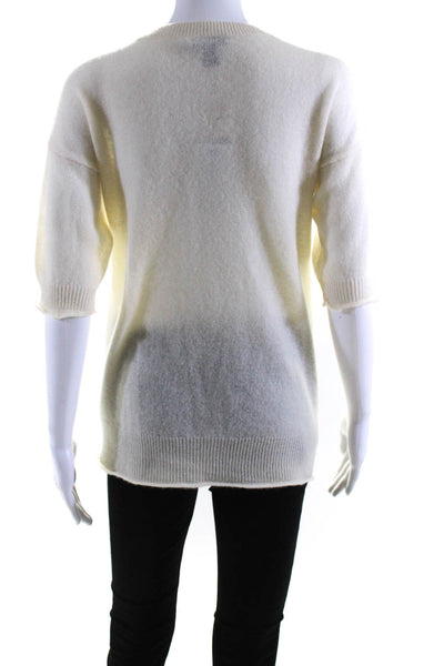 Black Saks Fifth Avenue Women's Cashmere Short Sleeve Sweater Beige Size XS