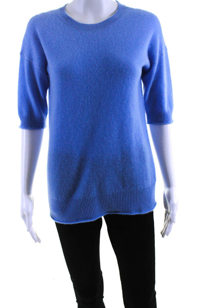 Black Saks Fifth Avenue Women's Cashmere Short Sleeve Sweater Blue Size XS