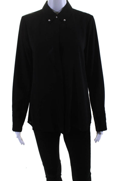 Karl Lagerfeld Women's Long Sleeve Pearl Embellished Blouse Black Size S