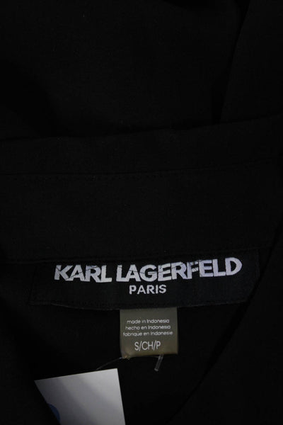 Karl Lagerfeld Women's Long Sleeve Pearl Embellished Blouse Black Size S