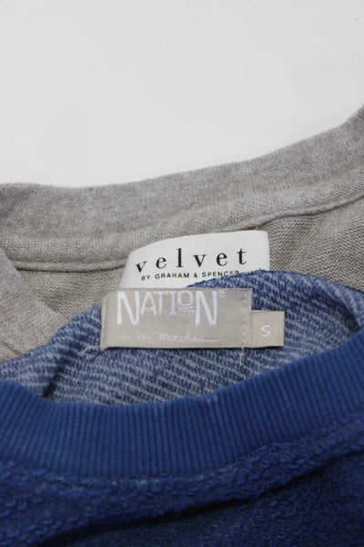 Nation LTD Velvet Womens Crew Neck Sweater Blue Size Small Extra Small Lot 2