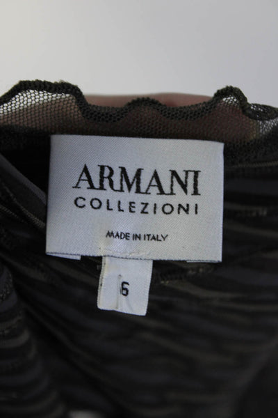 Armani Collezioni Womens Striped Textured Tank Top Gray Size 6