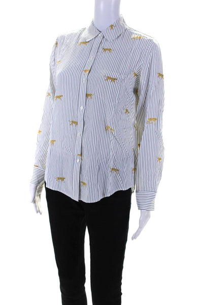 Rails Womens Wildcats Striped Kathryn Button Down Shirt White Size Extra Small