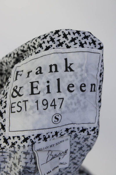 Frank & Eileen Womens Button Down Shirt White Black Cotton Size Small
