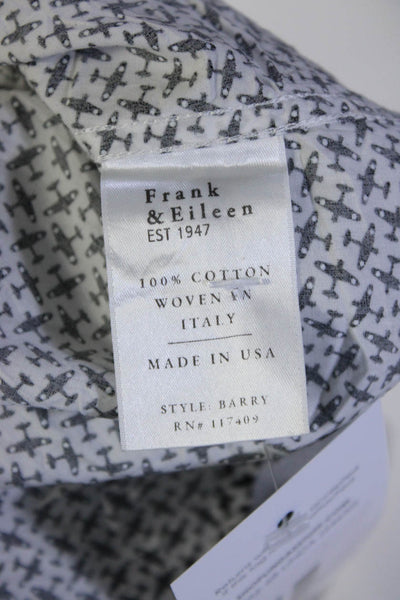 Frank & Eileen Womens Button Down Shirt White Black Cotton Size Small