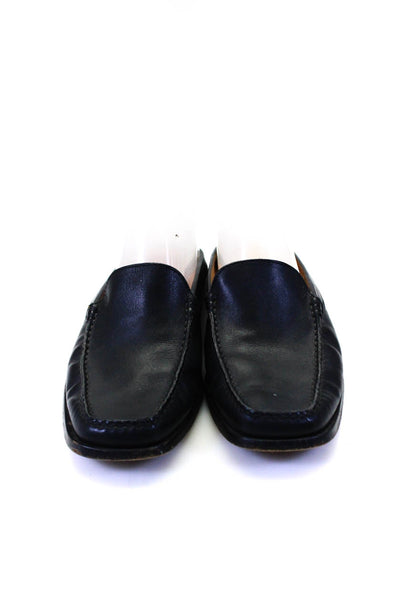 Tods Mens Leather Slide On Mules Flats  Black Size 6.5