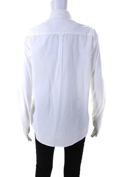 Unsubscribed Womens Long Sleeve Poplin Button Up Shirt Blouse White Size XXS