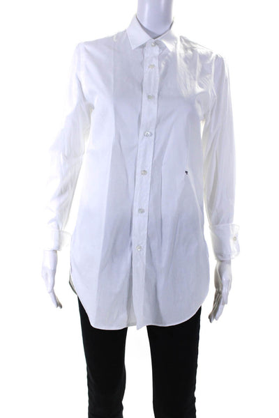 Homme Girls Womens Long Sleeve Poplin Boyfriend Shirt Blouse White Size Small