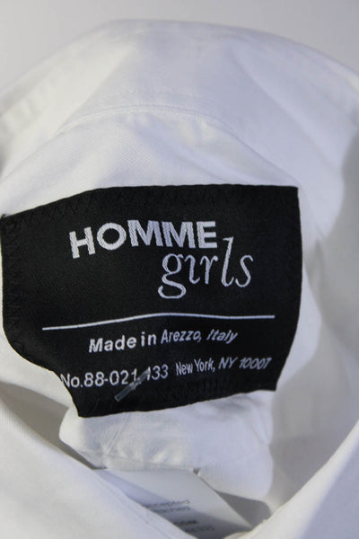 Homme Girls Womens Long Sleeve Poplin Boyfriend Shirt Blouse White Size Small