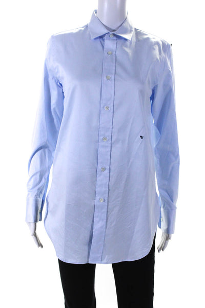 Homme Girls Womens Long Sleeve Boyfriend Shirt Blouse Light Blue Size Small