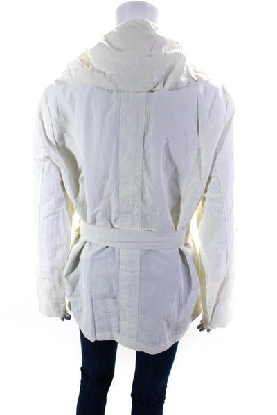 Steilmann Womens Collared Zippered Belted Waist Long Sleeved Jacket White Size L