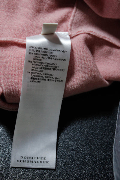 Dorothee Schumacher Womens Wool Knit Turtleneck Top Cardigan Twinset Pink Size 3