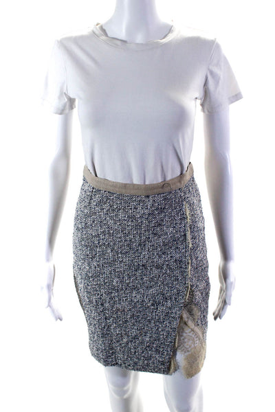 Dolce & Gabbana Womens Tweed Pencil Skirt Multi Colored Cotton Size EUR 38