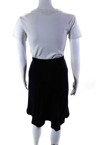 Moschino Womens Knee Length A Line Skirt Navy Blue Wool Size 8