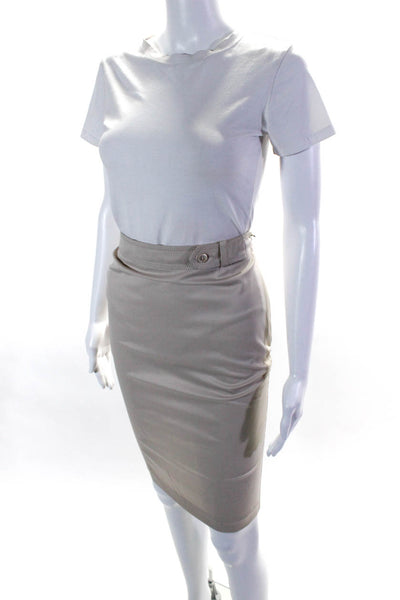 Gucci Womens Ruched Sides Knee Length Pencil Skirt Beige Wool Size EUR 38