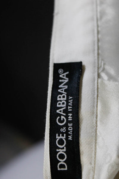 Dolce & Gabbana Womens Lace Trim Pencil Skirt White Cotton Size EUR 38