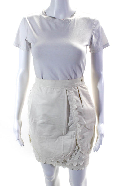 Yves Saint Laurent Womens Pleated Front Mini Blouson Skirt White Size Small