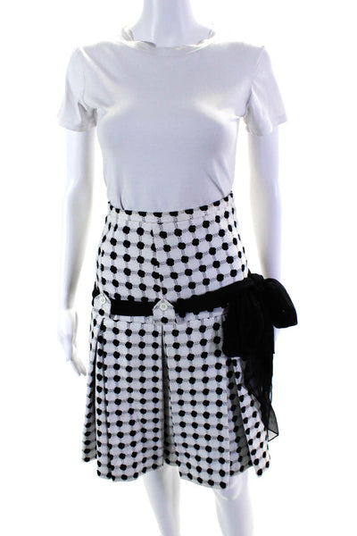 Douglas Hannant Womens Inverted Pleated A Line Skirt White Black Cotton Size 2
