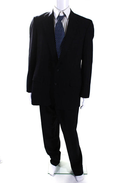 Kilgour, French & Stanbury Mens Wool Pinstripe Blazer Suit Navy Blue Size 42