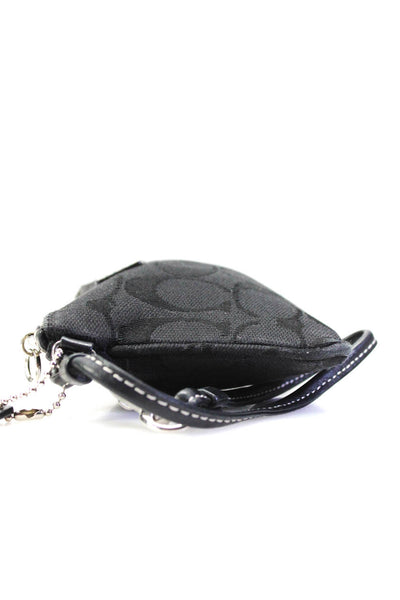 Coach Womens Monogram Zippered Wristlet Coin Wallet Black