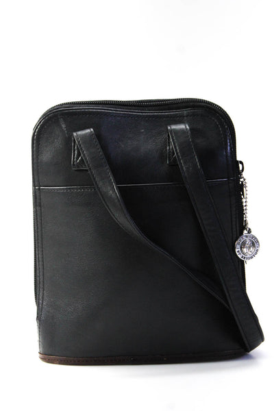 Brighton Womens Leather Zipped Medallion Animal Print Shoulder Handbag Black