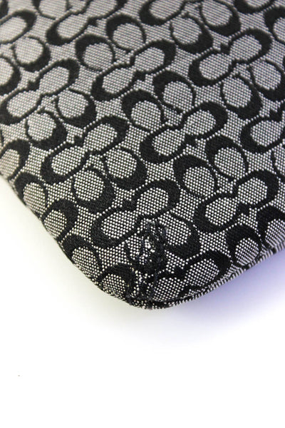 Coach Womens Monogram Print Textured Zipped Clutch Handbag Black