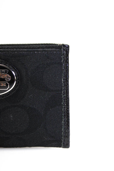 Coach Womens Medallion Monogram Print Zipped Keychain Coin Wallet Black