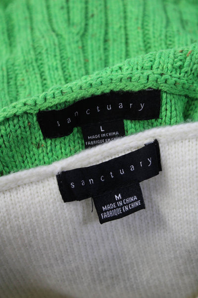 Sanctuary Women's Long Sleeve Cable-Knit Turtleneck Sweater Green Size L M Lot 2