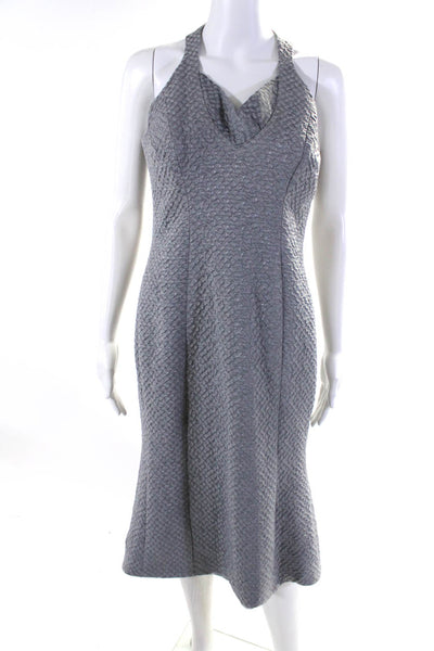 Jesus & Antonio Estrada Women's Halter Neck Textured Sheath Dress Gray Size L