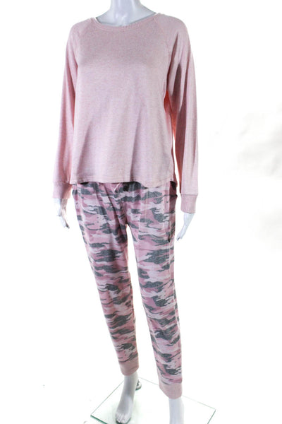 Splendid Womens Knit Pullover Sweatshirt Sweatpants Pants Set Pink Size M