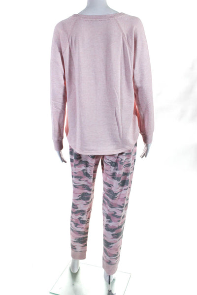 Splendid Womens Knit Pullover Sweatshirt Sweatpants Pants Set Pink Size M