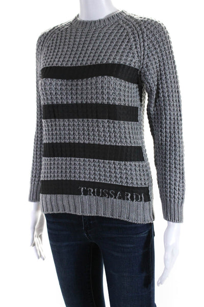 Trussardi Women's Crewneck Long Sleeves Pullover Sweater Gray Size 10