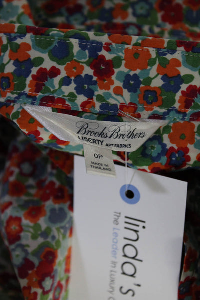Brooks Brothers Women's Collar Long Sleeves Button Up Floral Shirt Size 0