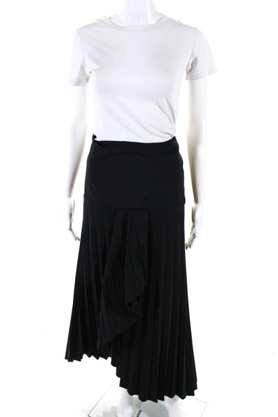 Johanna Ortiz Women's Zip Closure Pleated Wrap Maxi Skirt Black Size 12