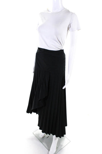 Johanna Ortiz Women's Zip Closure Pleated Wrap Maxi Skirt Black Size 12