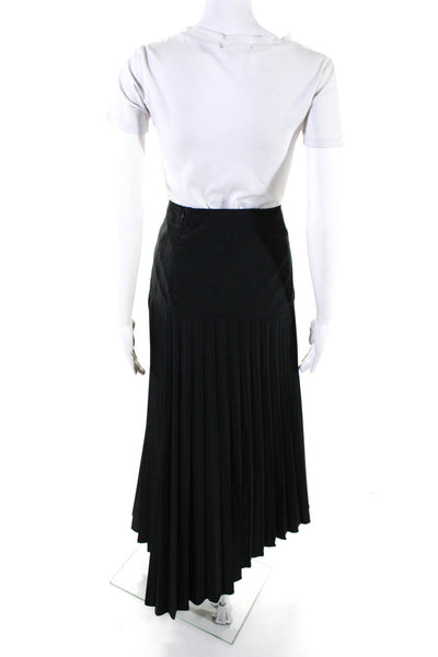 Johanna Ortiz Women's Zip Closure Pleated Wrap Maxi Skirt Black Size 12