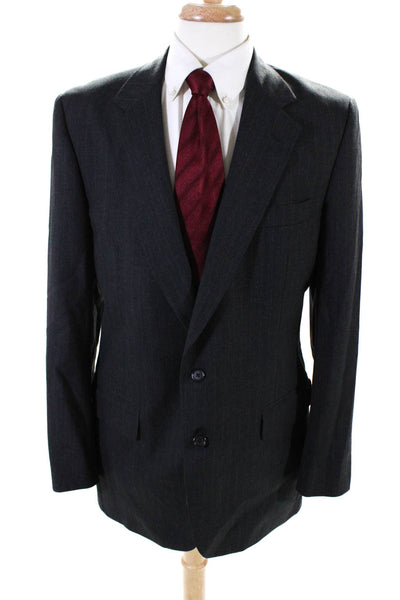 Kilgour, French & Stanbury Mens Wool Pinstripe Two Button Blazer Gray Size 44